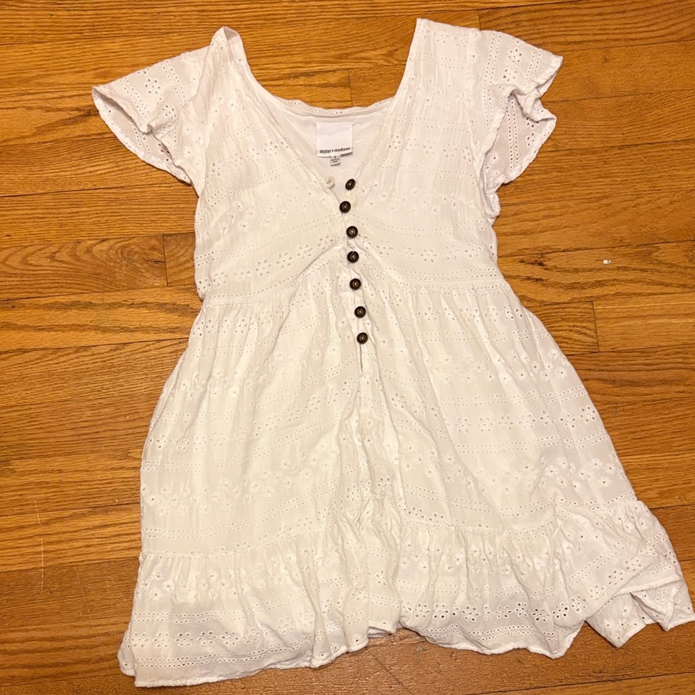 Skylar + Madison White Button-Front Mini Dress - Picture 3 of 8